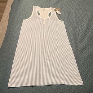 Roller Rabbit blue white striped night gown pajamas size large NEW with tags